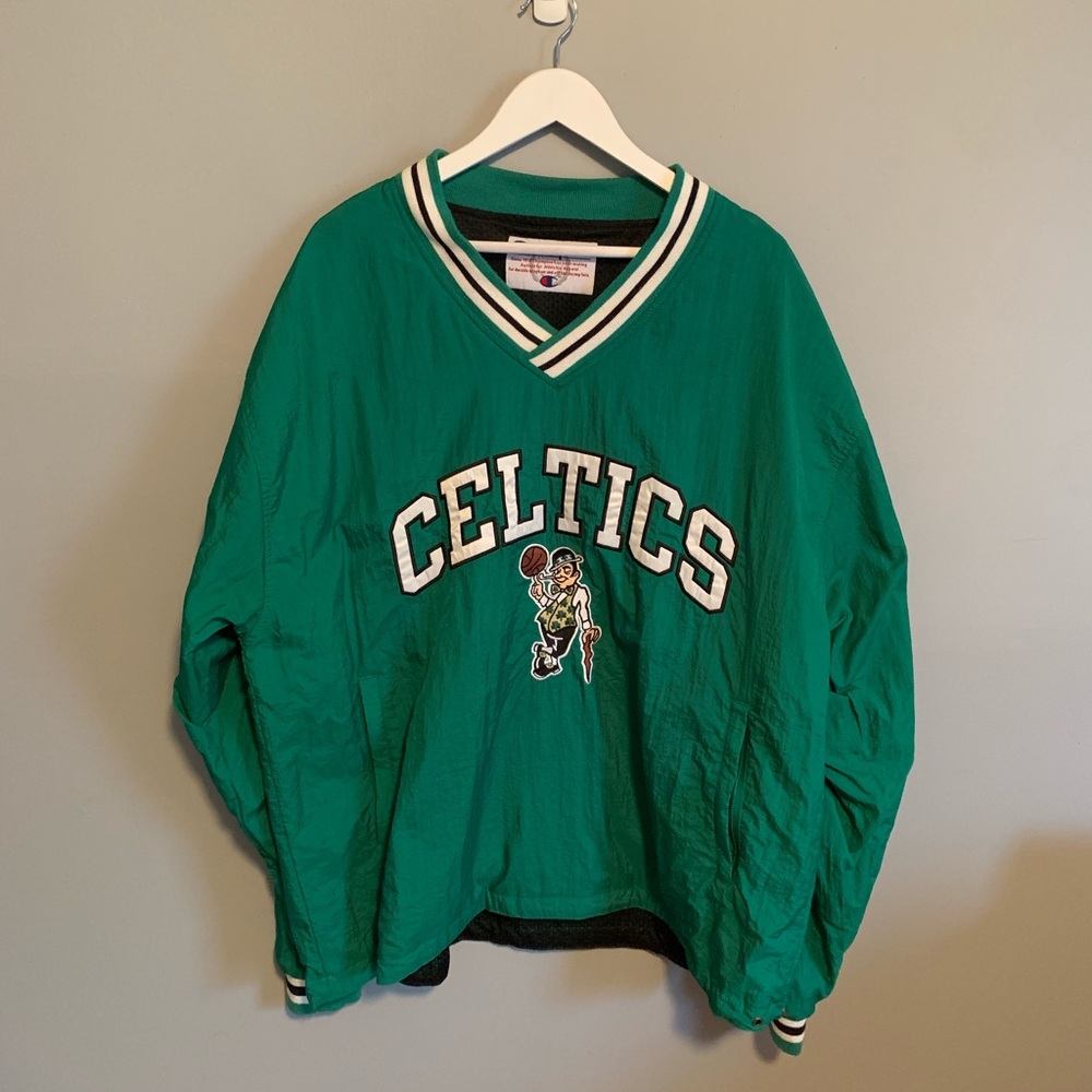 Champion Green Celtics V-Neck Pullover Jacket